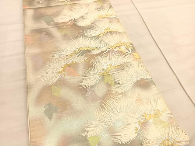 平和屋着物◎六通柄袋帯　唐織　古都の四季　松　金銀糸　正絹　逸品　BAAV5656hv