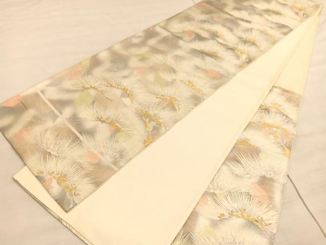 平和屋着物◎六通柄袋帯　唐織　古都の四季　松　金銀糸　正絹　逸品　BAAV5656hv