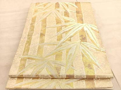 平和屋着物◎六通柄袋帯　笹竹文　金銀糸　正絹　逸品　BAAV5735hv