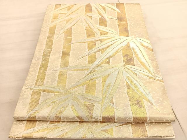 平和屋着物◎六通柄袋帯　笹竹文　金銀糸　正絹　逸品　BAAV5735hv