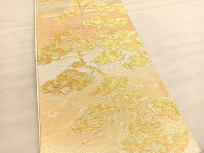 平和屋着物◎六通柄袋帯　浜松文　金糸　正絹　逸品　BAAV5754hv