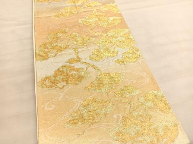 平和屋着物◎六通柄袋帯　浜松文　金糸　正絹　逸品　BAAV5754hv