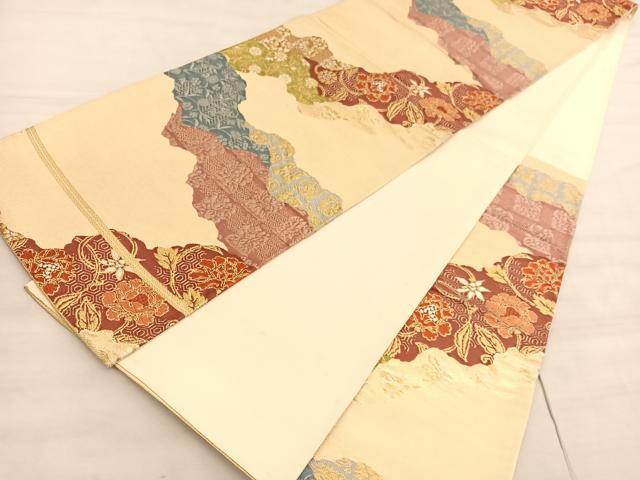 平和屋着物◎六通柄袋帯　唐織　道長花唐草文　金糸　正絹　逸品　BAAV5769hv