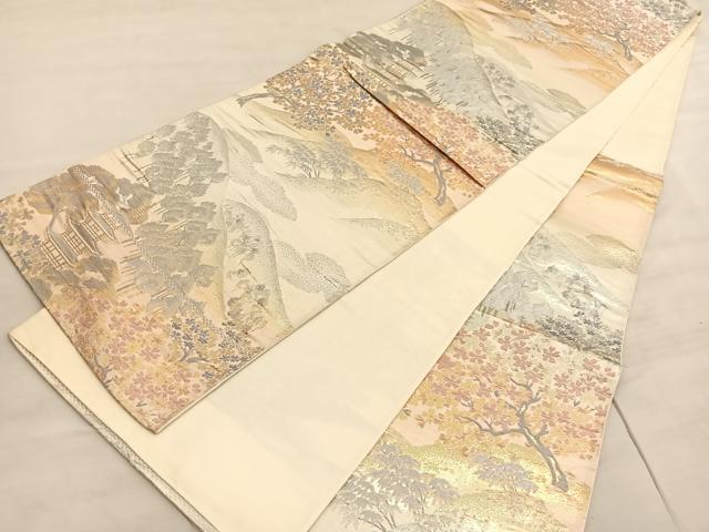 平和屋着物◎六通柄袋帯　京名所　プラチナ二重箔　正絹　逸品　BAAV5774hv