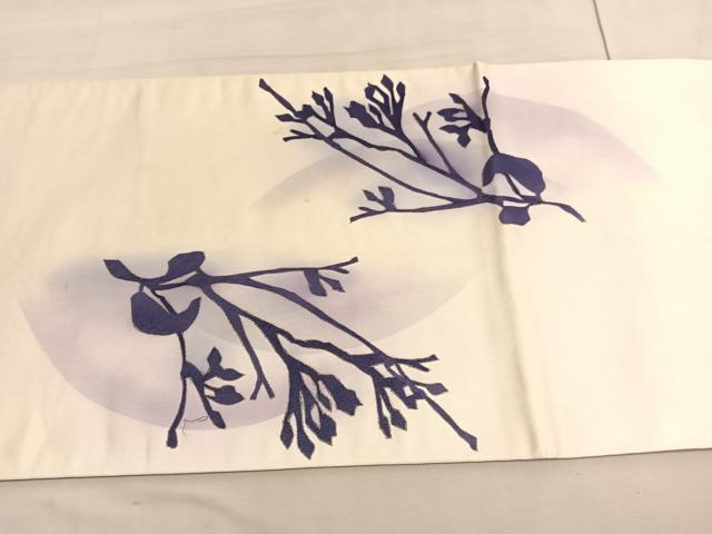 平和屋着物◎太鼓柄袋帯　飛鶴枝花文　金彩　引箔　正絹　逸品　BAAV5791hv