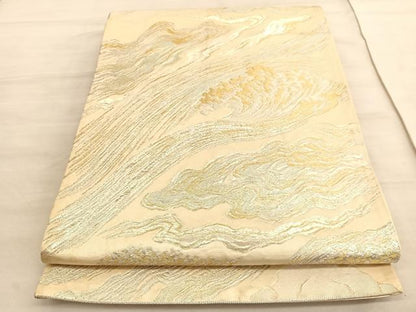 平和屋着物◎西陣　六通柄袋帯　唐織　流水文様　金銀糸　正絹　逸品　BAAV5795hv