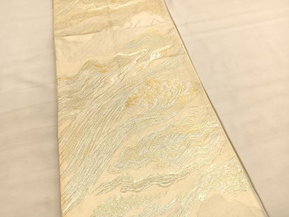 平和屋着物◎西陣　六通柄袋帯　唐織　流水文様　金銀糸　正絹　逸品　BAAV5795hv