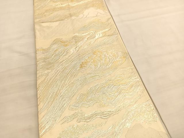 平和屋着物◎西陣　六通柄袋帯　唐織　流水文様　金銀糸　正絹　逸品　BAAV5795hv