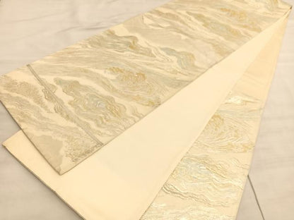 平和屋着物◎西陣　六通柄袋帯　唐織　流水文様　金銀糸　正絹　逸品　BAAV5795hv