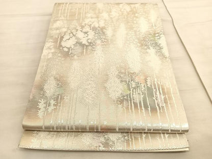 平和屋着物◎六通柄袋帯　古京錦　樹林文　二重引箔　銀糸　正絹　逸品　BAAV5800hv