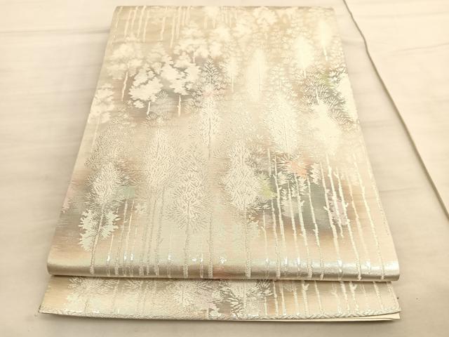 平和屋着物◎六通柄袋帯　古京錦　樹林文　二重引箔　銀糸　正絹　逸品　BAAV5800hv