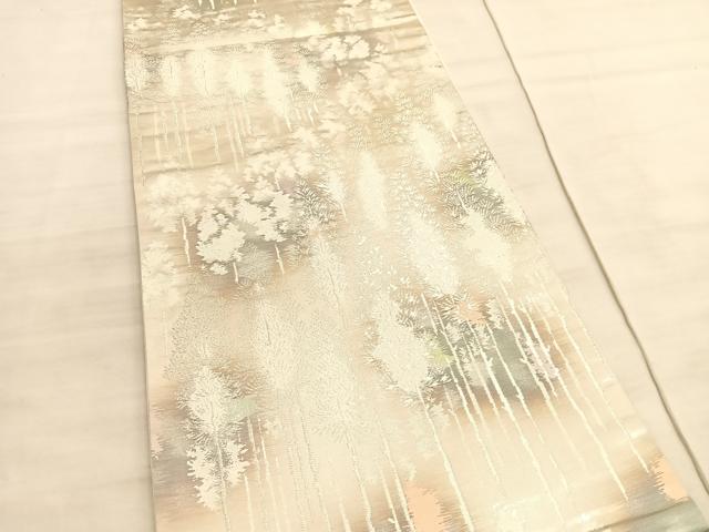 平和屋着物◎六通柄袋帯　古京錦　樹林文　二重引箔　銀糸　正絹　逸品　BAAV5800hv