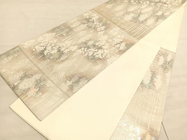 平和屋着物◎六通柄袋帯　古京錦　樹林文　二重引箔　銀糸　正絹　逸品　BAAV5800hv