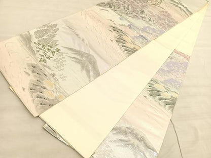 平和屋着物◎六通柄袋帯　唐織　保津峡遠望　プラチナ二重箔錦　正絹　逸品　BAAV5802hv