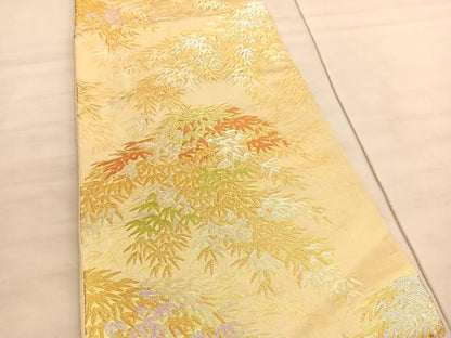 平和屋着物◎六通柄袋帯　唐織　笹竹文　金銀糸　正絹　逸品　BAAV5805hv