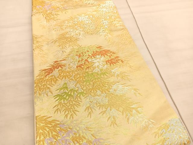 平和屋着物◎六通柄袋帯　唐織　笹竹文　金銀糸　正絹　逸品　BAAV5805hv