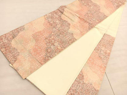 平和屋着物◎六通柄袋帯　花唐草文　銀糸　正絹　逸品　BAAV5808hv