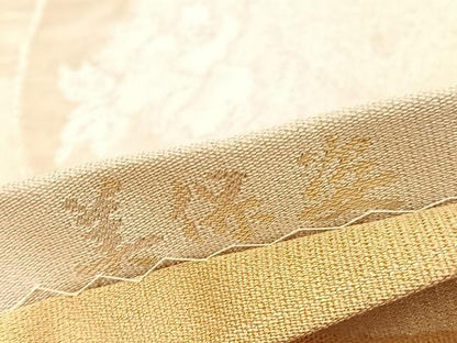 平和屋着物◎西陣　美保姿　染色図案家　橋閑歩　両面　全通柄袋帯　地紙花鳥文　金銀糸　正絹　逸品　BAAV5815hv