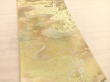 平和屋着物◎西陣　六通柄袋帯　飛鳥楓文　金銀糸　正絹　逸品　BAAV5817hv