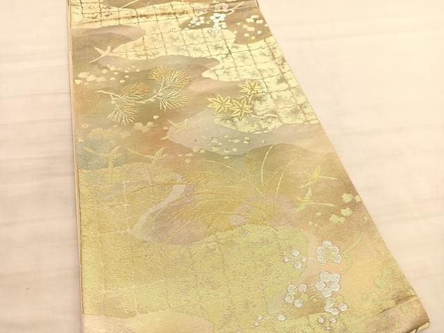 平和屋着物◎西陣　六通柄袋帯　飛鳥楓文　金銀糸　正絹　逸品　BAAV5817hv