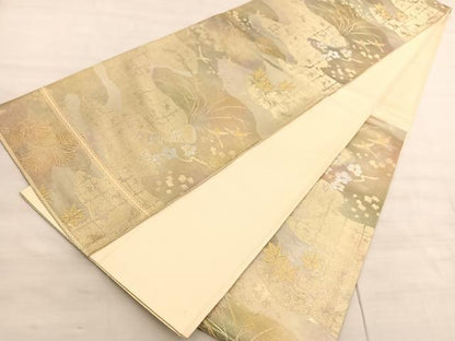 平和屋着物◎西陣　六通柄袋帯　飛鳥楓文　金銀糸　正絹　逸品　BAAV5817hv