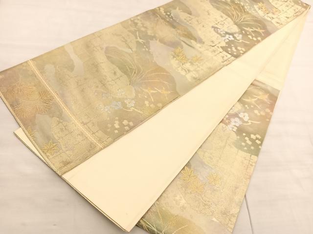 平和屋着物◎西陣　六通柄袋帯　飛鳥楓文　金銀糸　正絹　逸品　BAAV5817hv