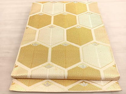 平和屋着物◎六通柄　本袋帯　若松葉亀甲文　金銀糸　正絹　逸品　BAAV5819hv