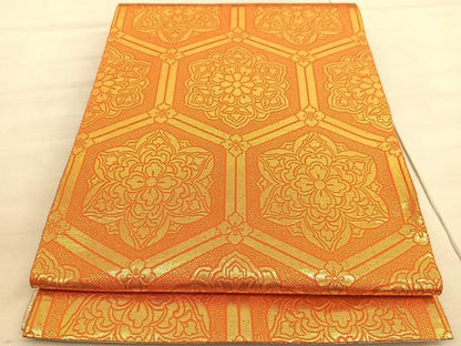 平和屋着物◎西陣　両面　全通柄袋帯　蜀江花文　金銀糸　正絹　逸品　BAAV5829hv