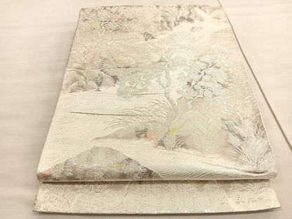 平和屋着物◎六通柄袋帯　古京錦　風景文　二重引箔　銀糸　正絹　逸品　BAAV5846hv
