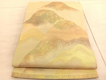 平和屋着物◎六通柄袋帯　遠山文　金糸　正絹　逸品　BAAV5848hv