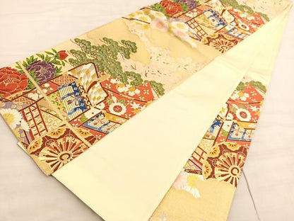 平和屋着物◎六通柄袋帯　唐織　花車瑞雲　金銀糸　正絹　逸品　BAAV5849hv