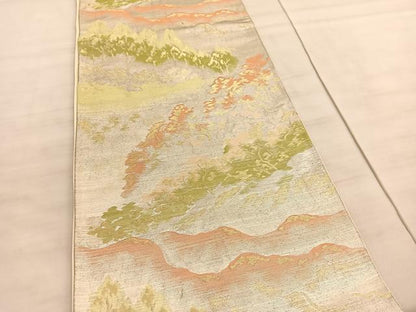 平和屋着物◎六通柄袋帯　唐織　樹林文　金銀糸　正絹　逸品　BAAV5862hv