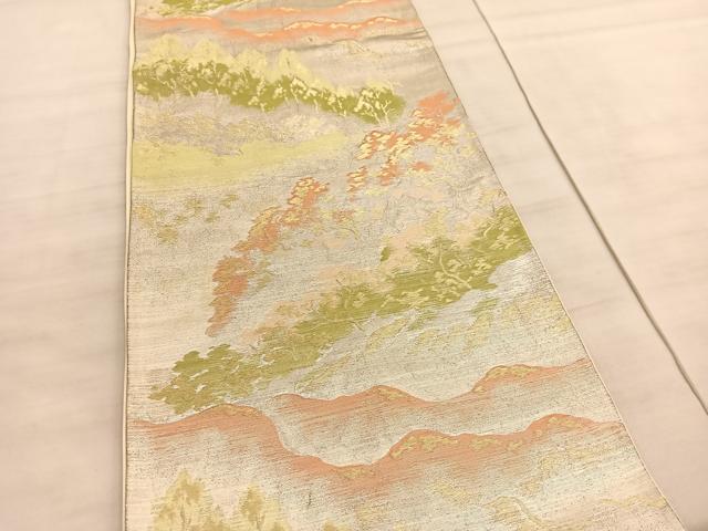 平和屋着物◎六通柄袋帯　唐織　樹林文　金銀糸　正絹　逸品　BAAV5862hv