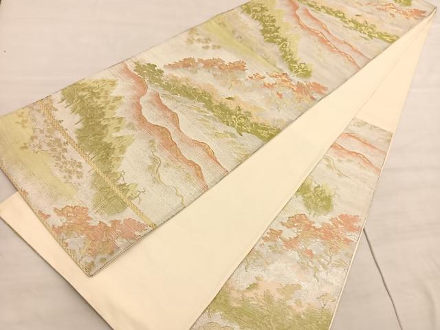 平和屋着物◎六通柄袋帯　唐織　樹林文　金銀糸　正絹　逸品　BAAV5862hv