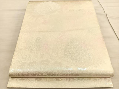 平和屋着物◎六通柄袋帯　手織　孔雀　銀糸　正絹　逸品　BAAV5868hv