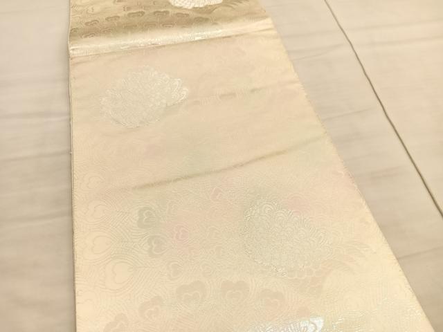 平和屋着物◎六通柄袋帯　手織　孔雀　銀糸　正絹　逸品　BAAV5868hv
