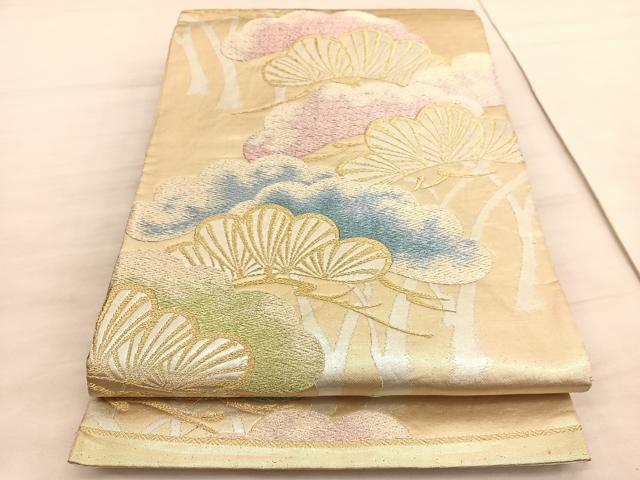 平和屋着物◎六通柄袋帯　松　金銀糸　正絹　逸品　BAAV5896hv
