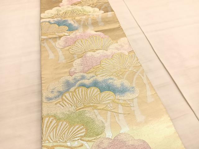 平和屋着物◎六通柄袋帯　松　金銀糸　正絹　逸品　BAAV5896hv