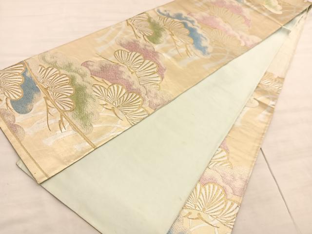 平和屋着物◎六通柄袋帯　松　金銀糸　正絹　逸品　BAAV5896hv