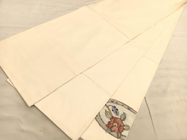 平和屋着物◎太鼓柄袋帯　すくい織　椿　正絹　逸品　BAAV5913hv