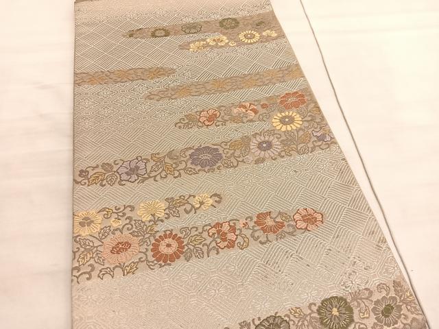 平和屋着物◎六通柄袋帯　唐織　エ霞花唐草文　金糸　正絹　逸品　BAAV5920hv