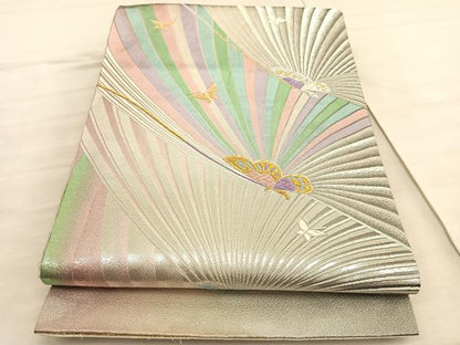 平和屋着物◎佐賀錦　西陣　六通柄袋帯　唐織　舞蝶文　金銀糸　正絹　逸品　BAAV5929hv