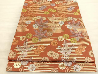 平和屋着物◎六通柄 本袋帯 織吉 松梅文 金糸 正絹 逸品 BAAV5944hv