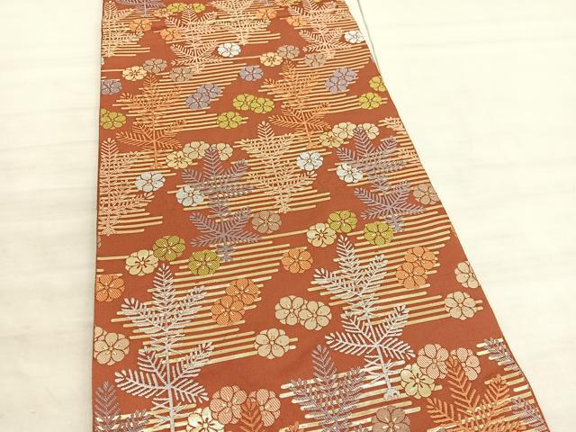 平和屋着物◎六通柄 本袋帯 織吉 松梅文 金糸 正絹 逸品 BAAV5944hv