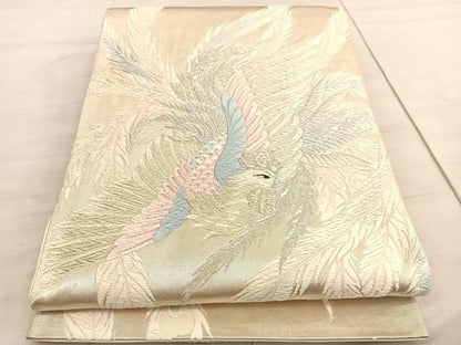 平和屋着物◎西陣　六通柄袋帯　唐織　鳳凰　銀糸　正絹　逸品　BAAV5966hv