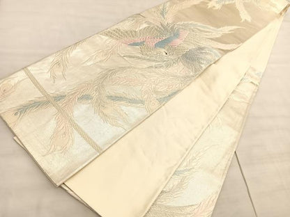 平和屋着物◎西陣　六通柄袋帯　唐織　鳳凰　銀糸　正絹　逸品　BAAV5966hv