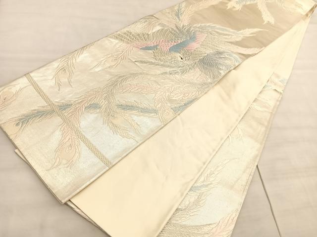 平和屋着物◎西陣　六通柄袋帯　唐織　鳳凰　銀糸　正絹　逸品　BAAV5966hv