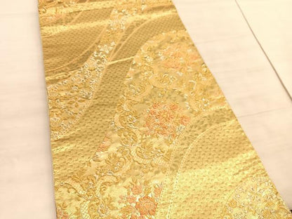 平和屋着物◎六通柄袋帯　花唐草文　金糸　正絹　逸品　BAAV5972hv