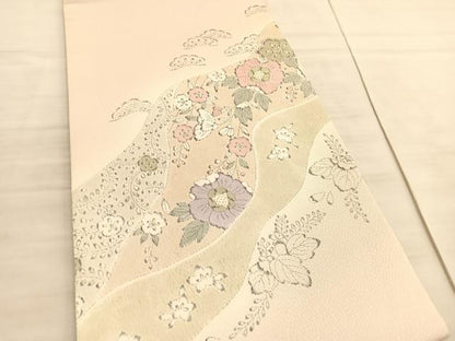 平和屋着物◎太鼓柄袋帯　辻が花　手描き　金彩　正絹　逸品　BAAV5974hv