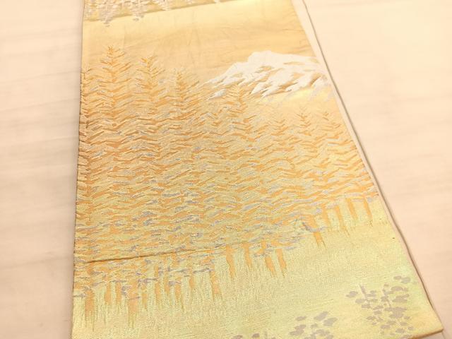 平和屋着物◎六通柄袋帯　樹林文　金銀糸　正絹　逸品　BAAV5979hv